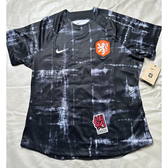 Nike women's XL Dri Fit 2022-23 Netherlands KNVB Football Soccer Jersey black - Picture 1 of 6
